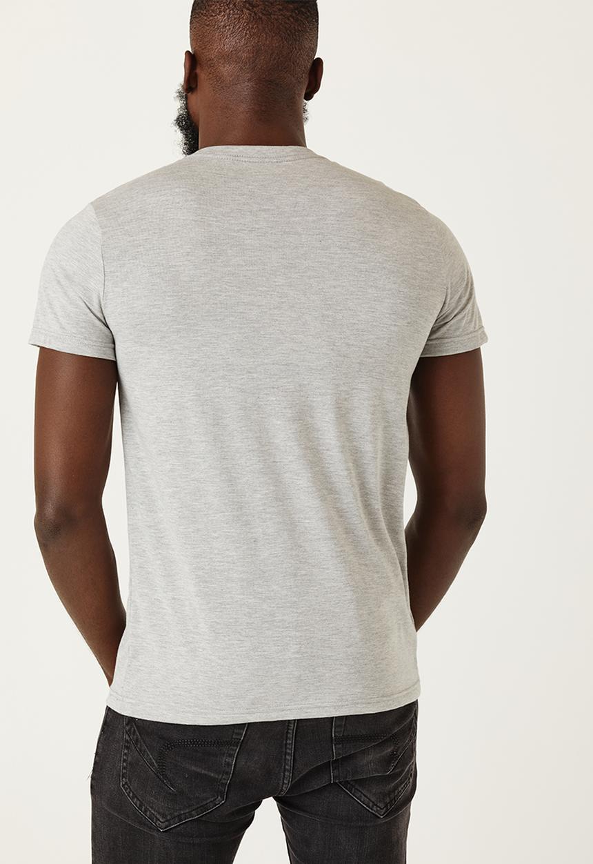 Flyersunion - Mens-regular logo printed tee - grey melange