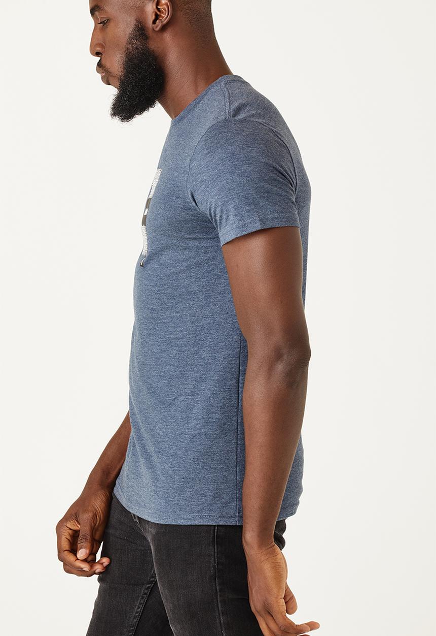 Flyersunion - Mens-regular logo printed tee - navy melange