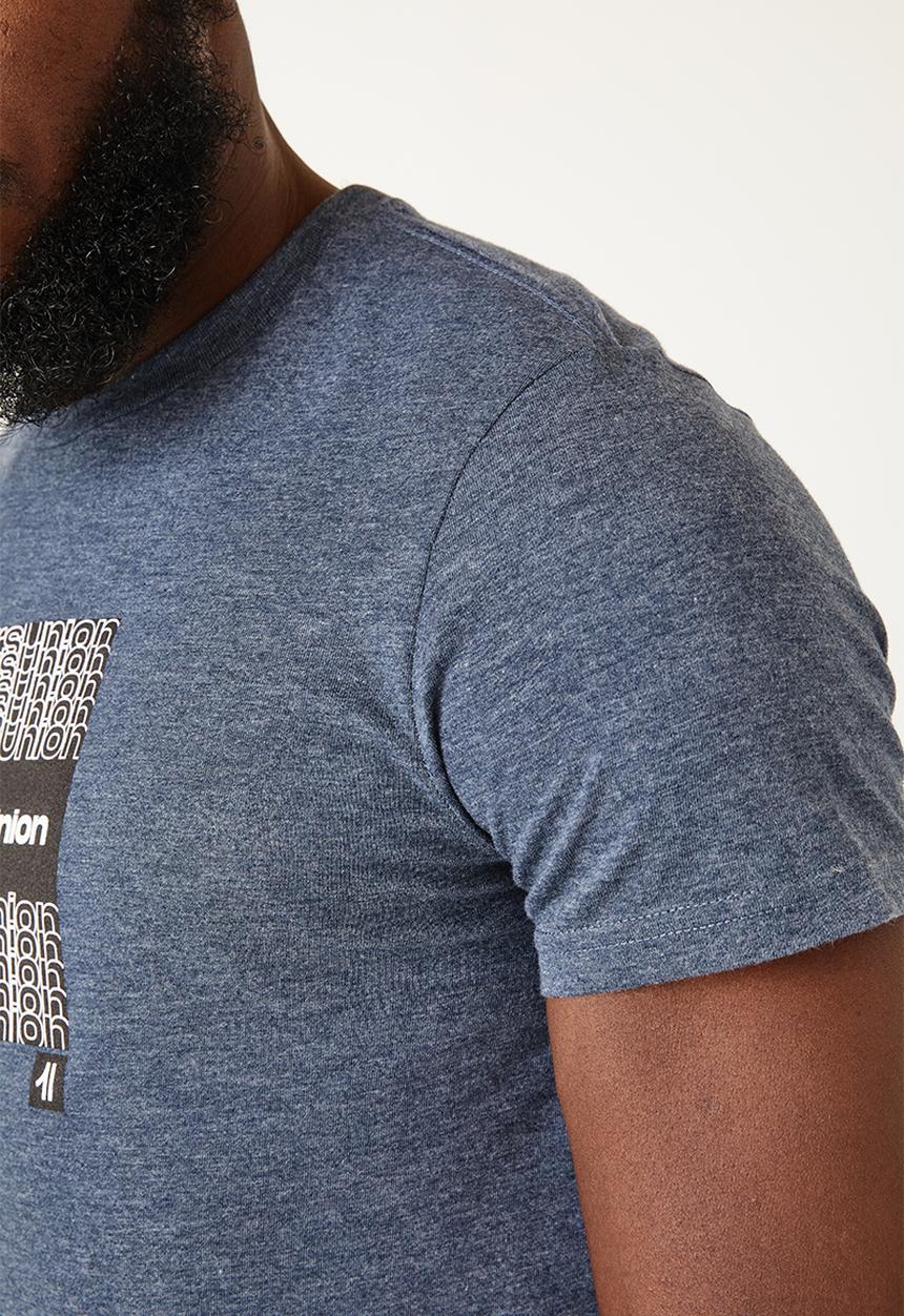Flyersunion - Mens-regular logo printed tee - navy melange