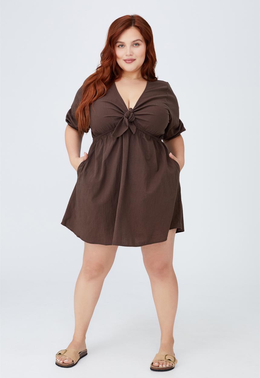 Cotton On - Curve knot front beach dress - chocolate