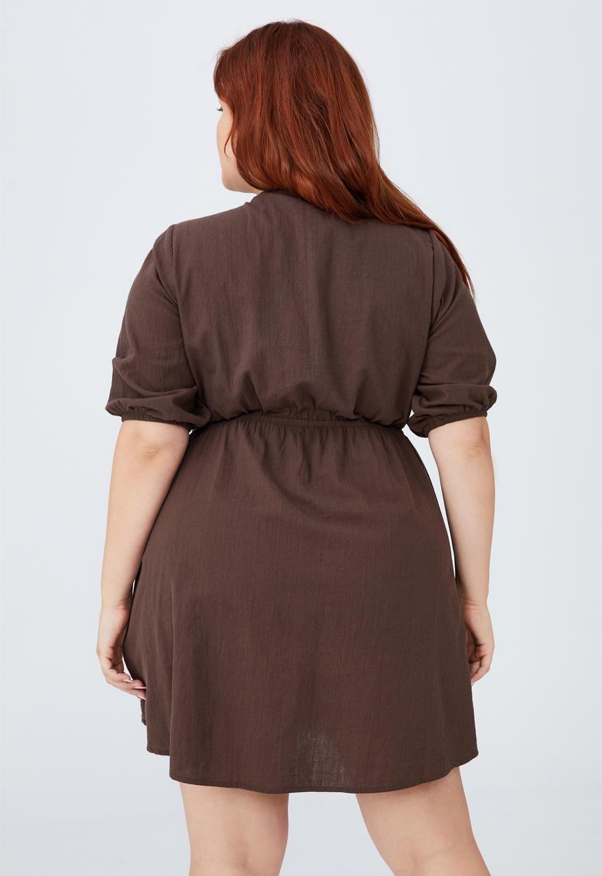 Cotton On - Curve knot front beach dress - chocolate