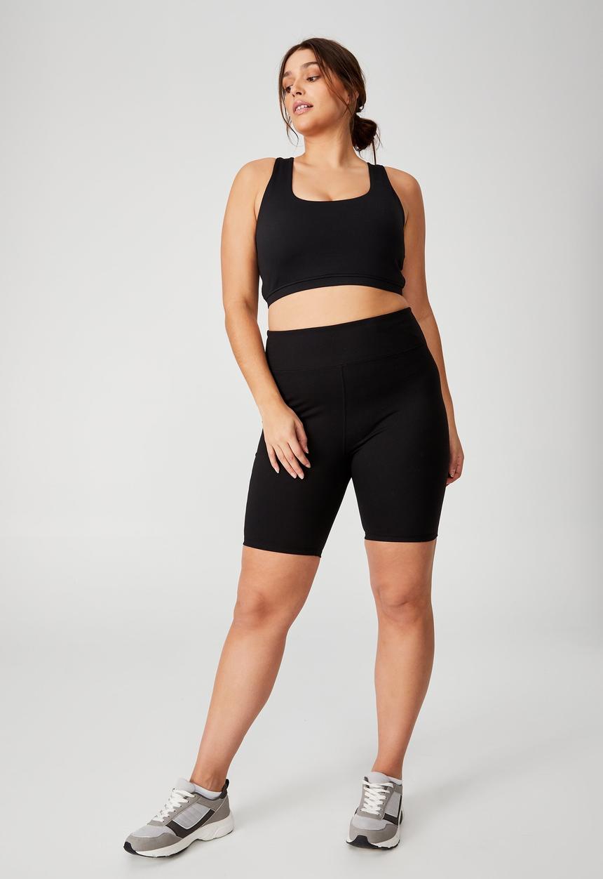 Cotton On - Curve active highwaist mid length bike shorts - black