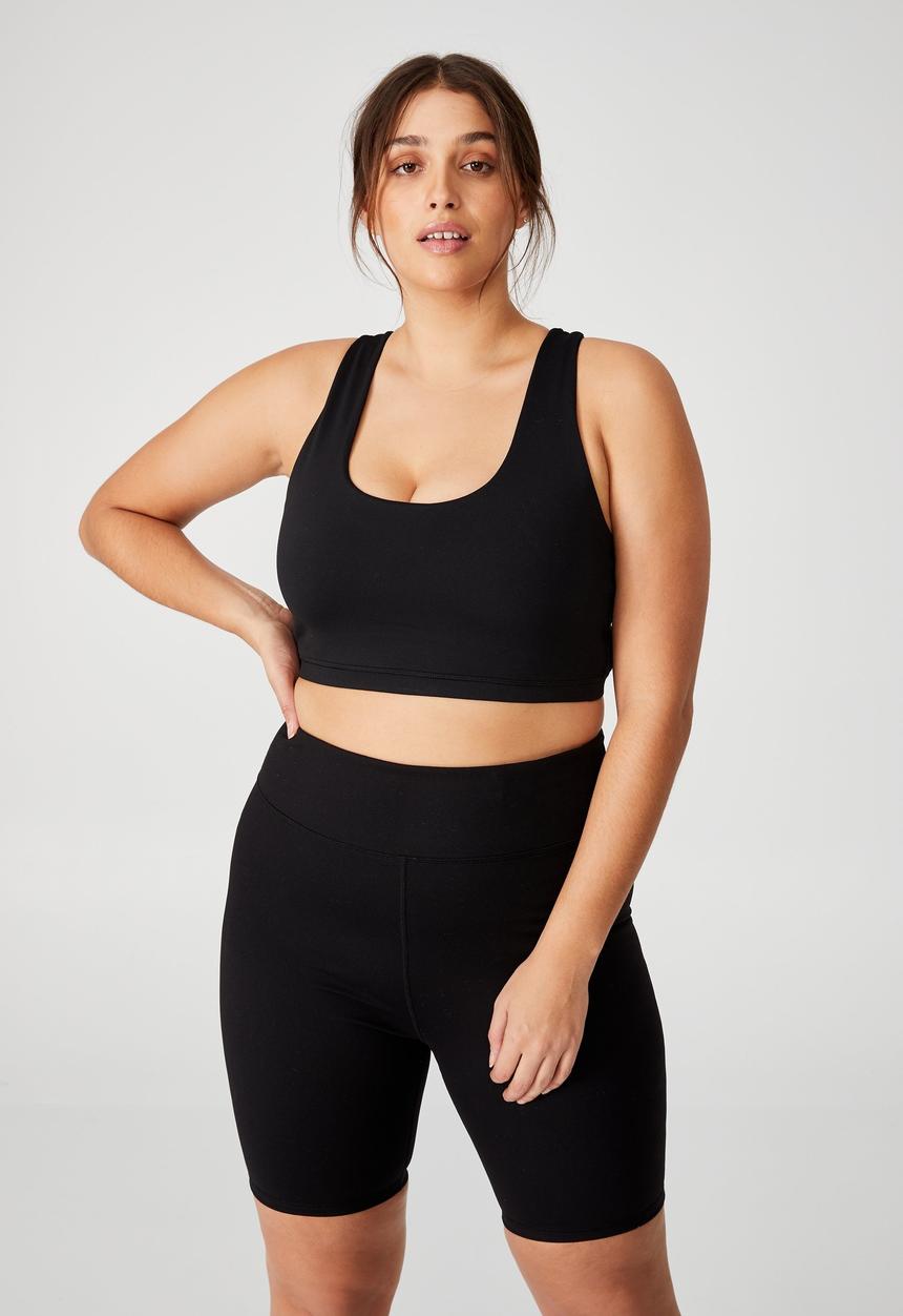 Cotton On - Curve active highwaist mid length bike shorts - black