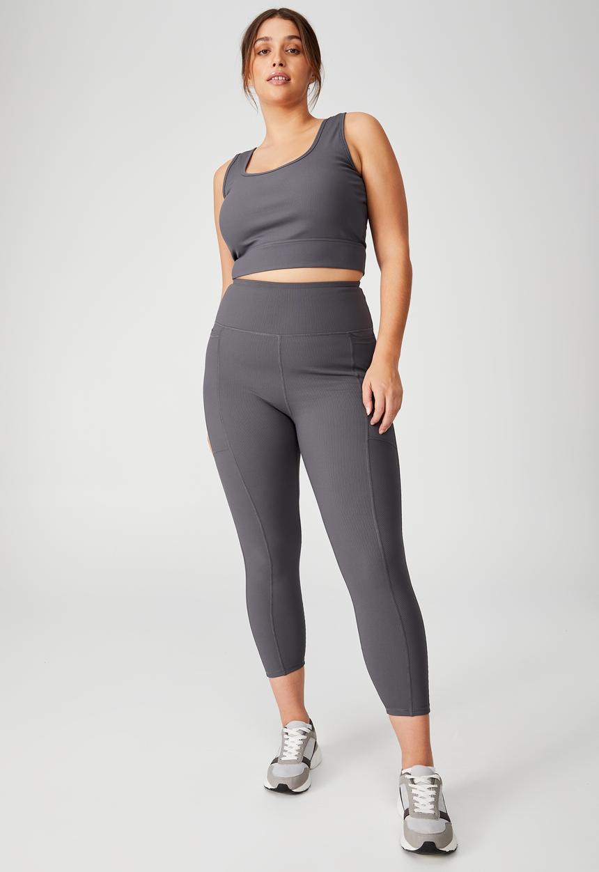 Cotton On - Curve active rib pocket 7/8 tight - pewter grey rib