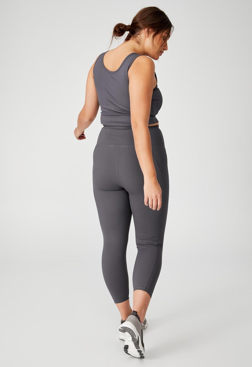 Cotton On - Curve active rib pocket 7/8 tight - pewter grey rib