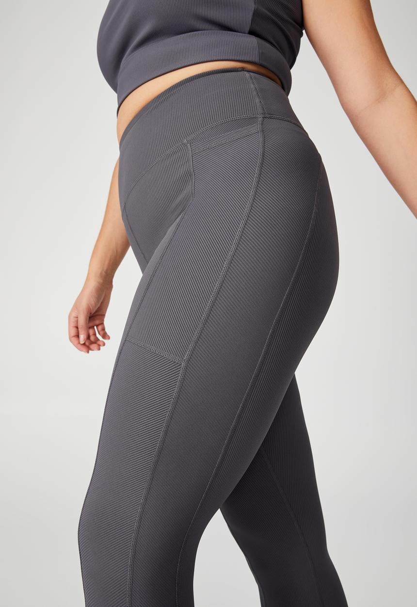 Cotton On - Curve active rib pocket 7/8 tight - pewter grey rib