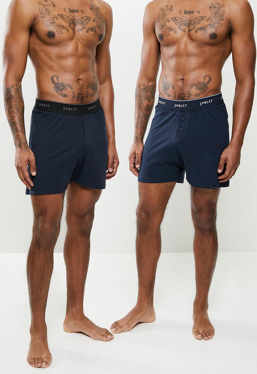 Superbalist - 2 Pack kris knit boxers - navy & dark navy