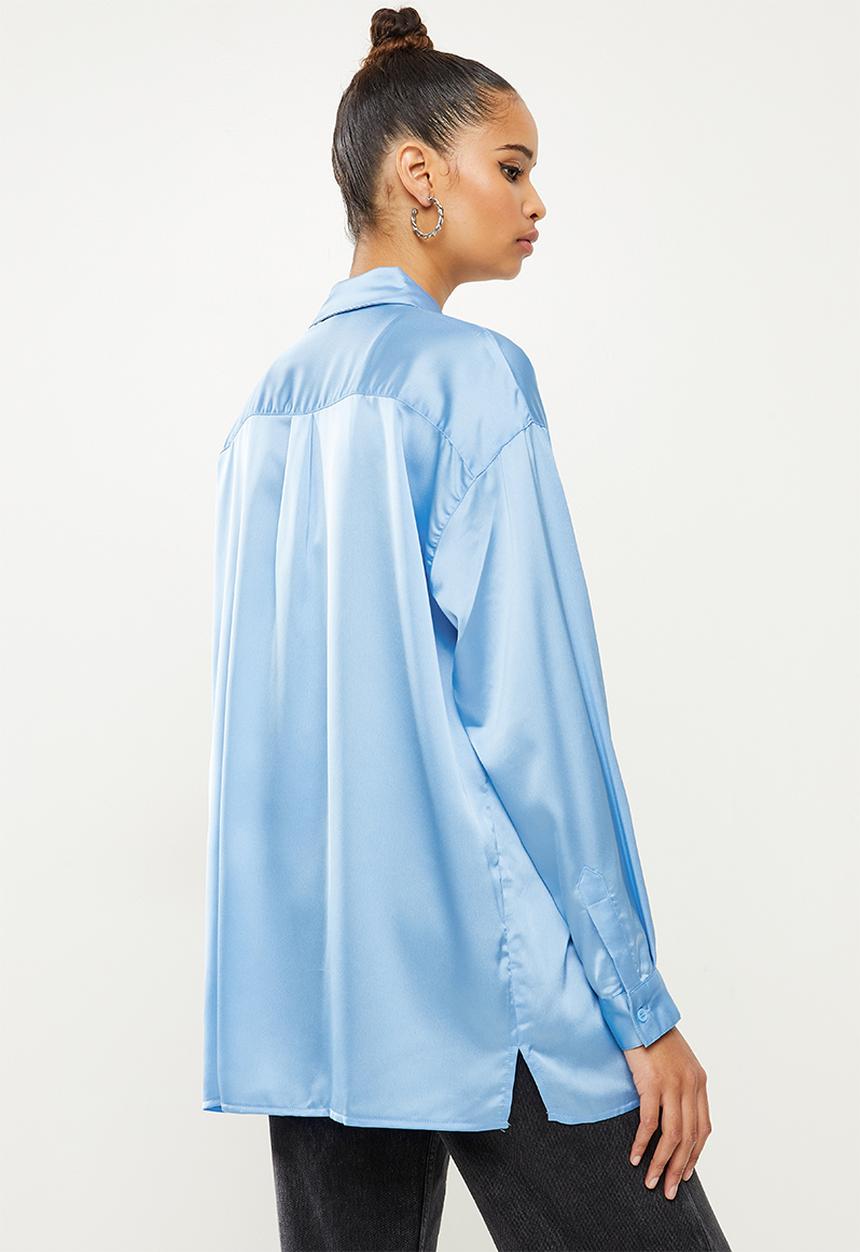 Missguided - Basic satin shirt - blue