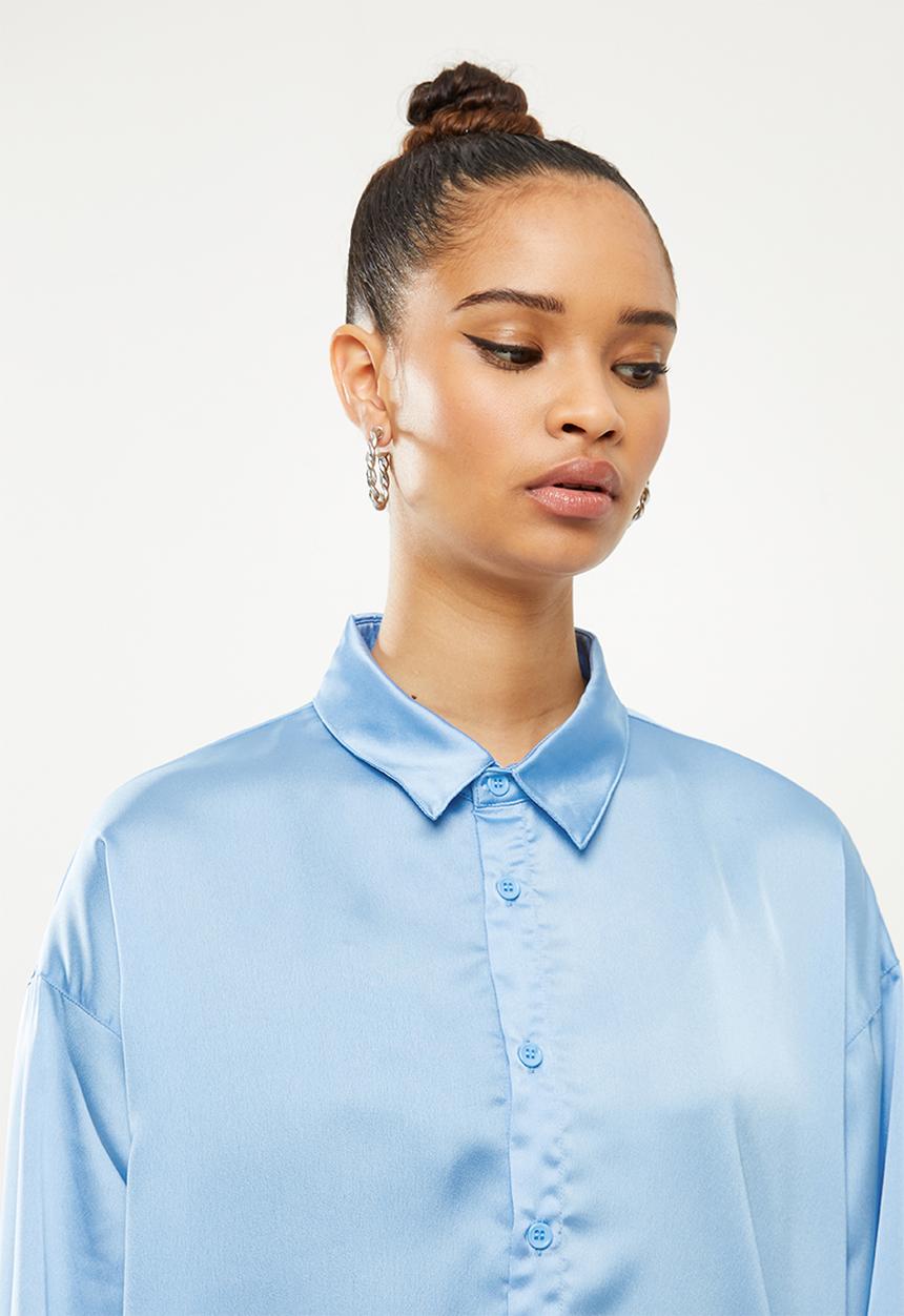 Missguided - Basic satin shirt - blue