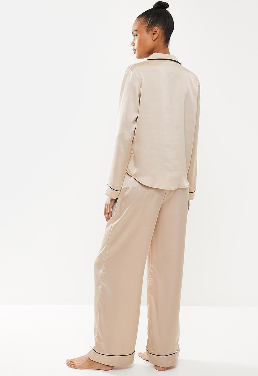 Missguided - Mink long sleeve trouser pj set - light brown