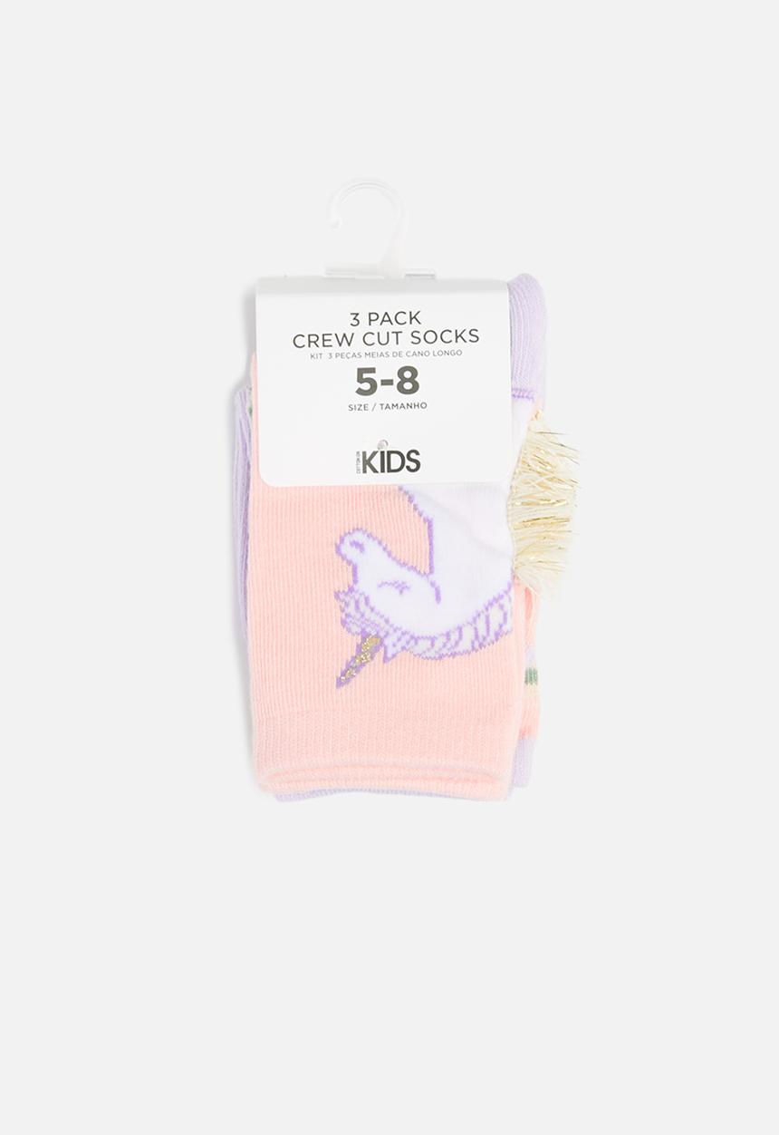 Cotton On - Kids 3 pack crew socks - pink & purple 