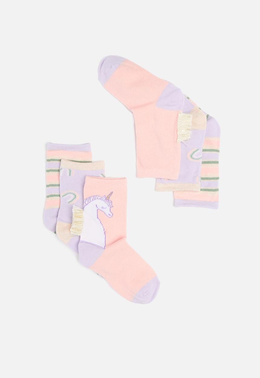 Cotton On - Kids 3 pack crew socks - pink & purple 