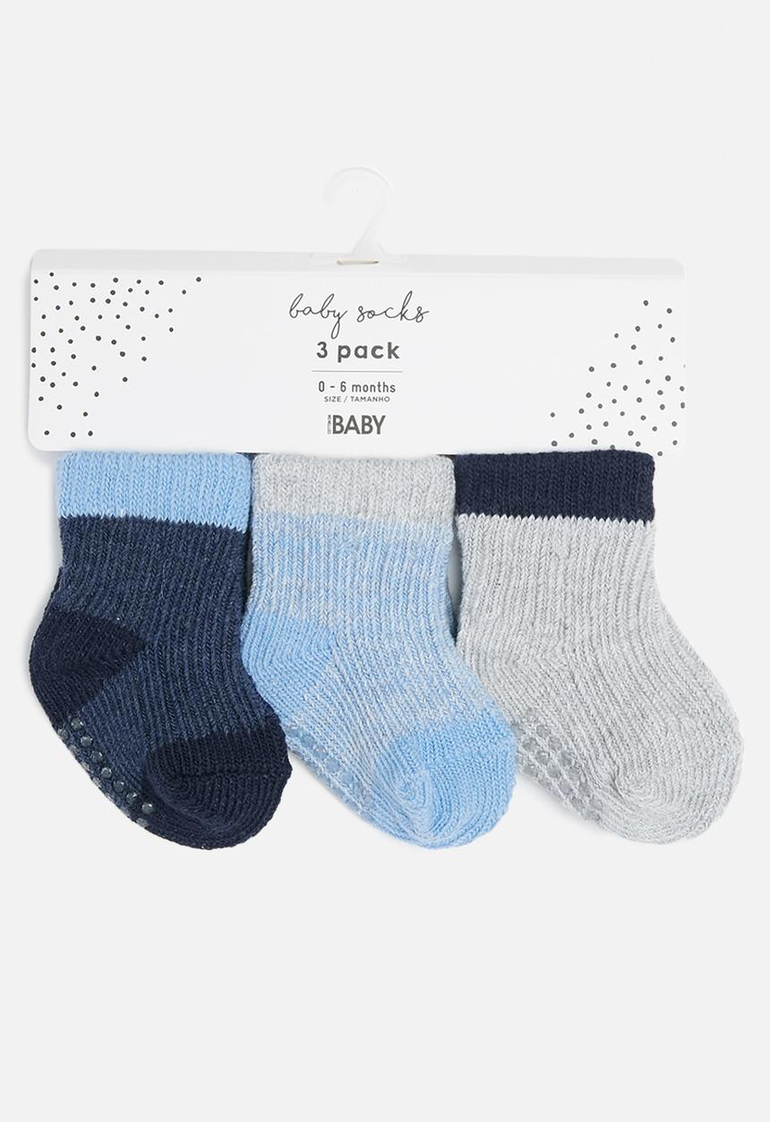 Cotton On - 3 Pack baby socks - blue & grey 