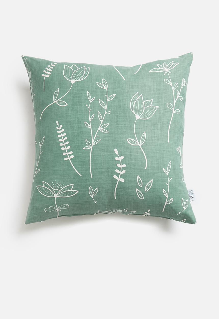 Sixth Floor - Meadow printed cushion cover - sage & white
