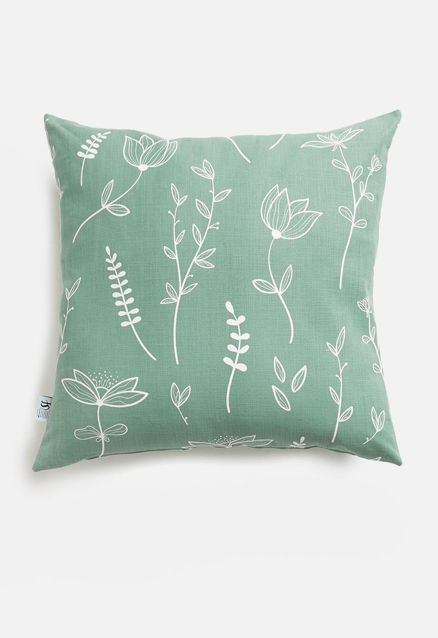 Sixth Floor - Meadow printed cushion cover - sage & white