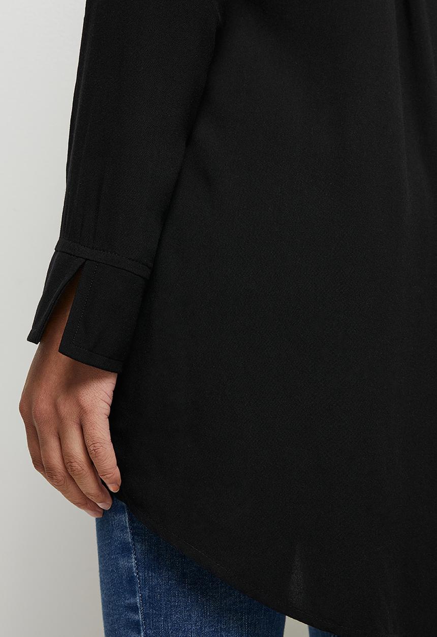 edit - Longline viscose shirt - black