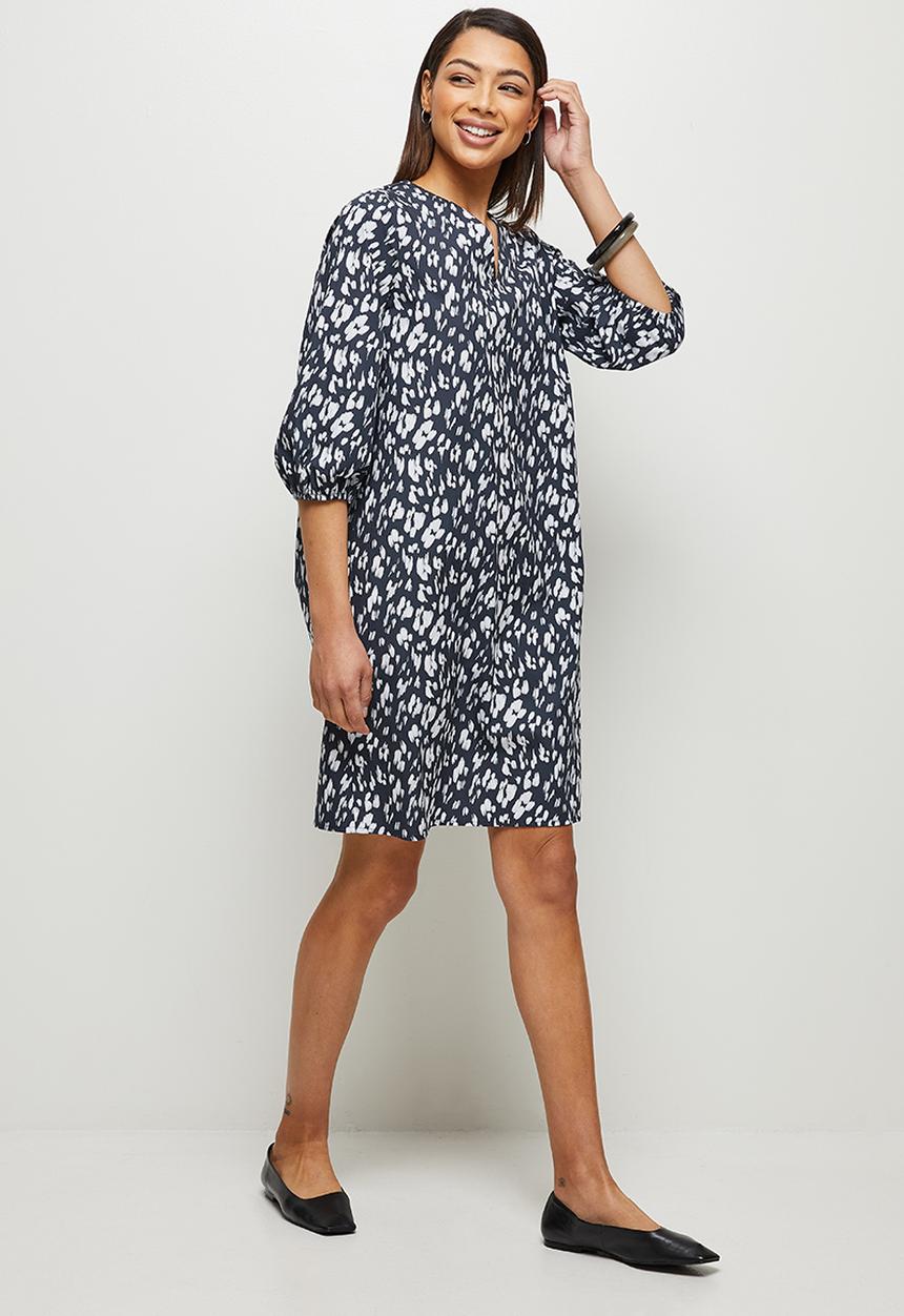 edit - Poplin notch neck tunic - navy blue