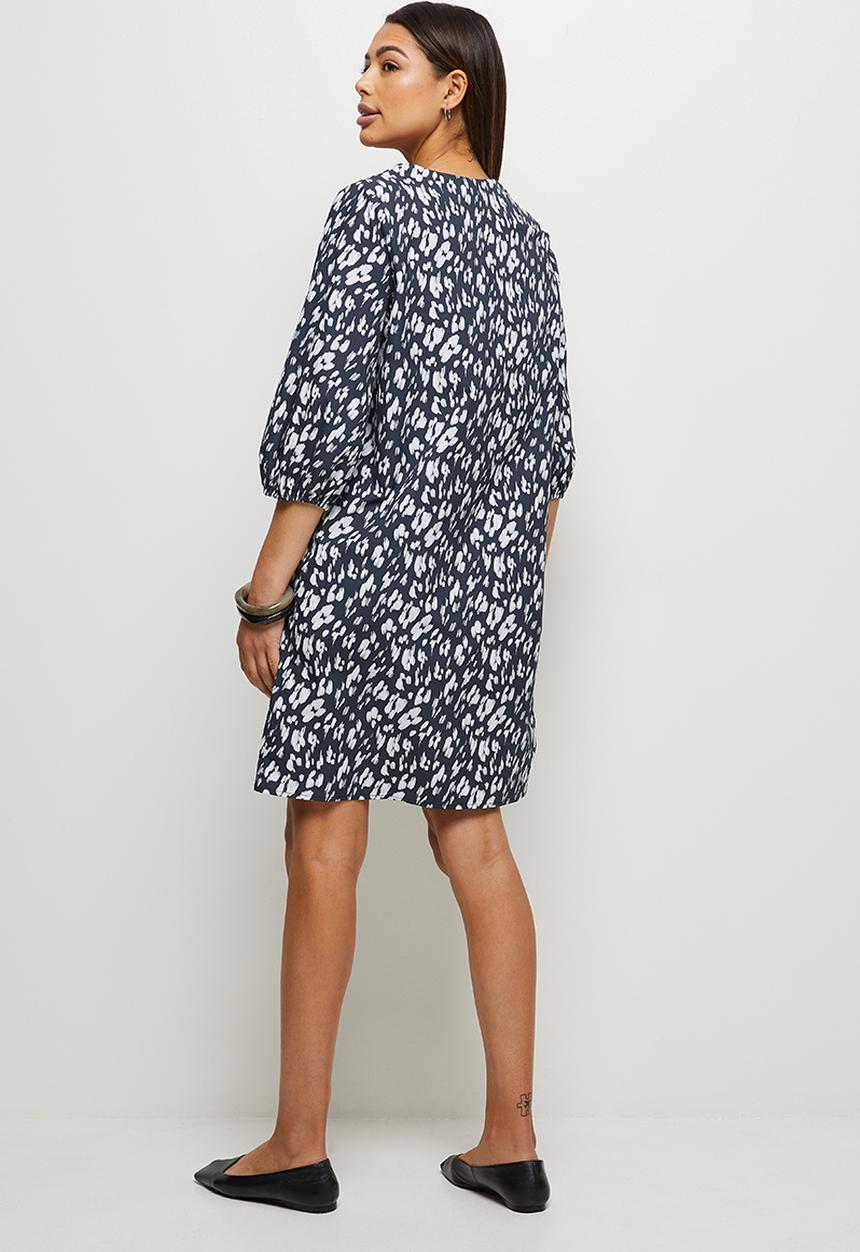 edit - Poplin notch neck tunic - navy blue