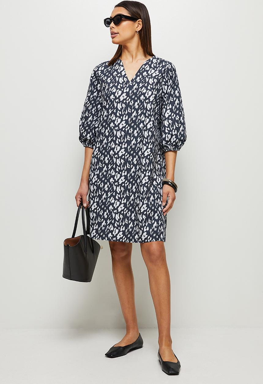 edit - Poplin notch neck tunic - navy blue