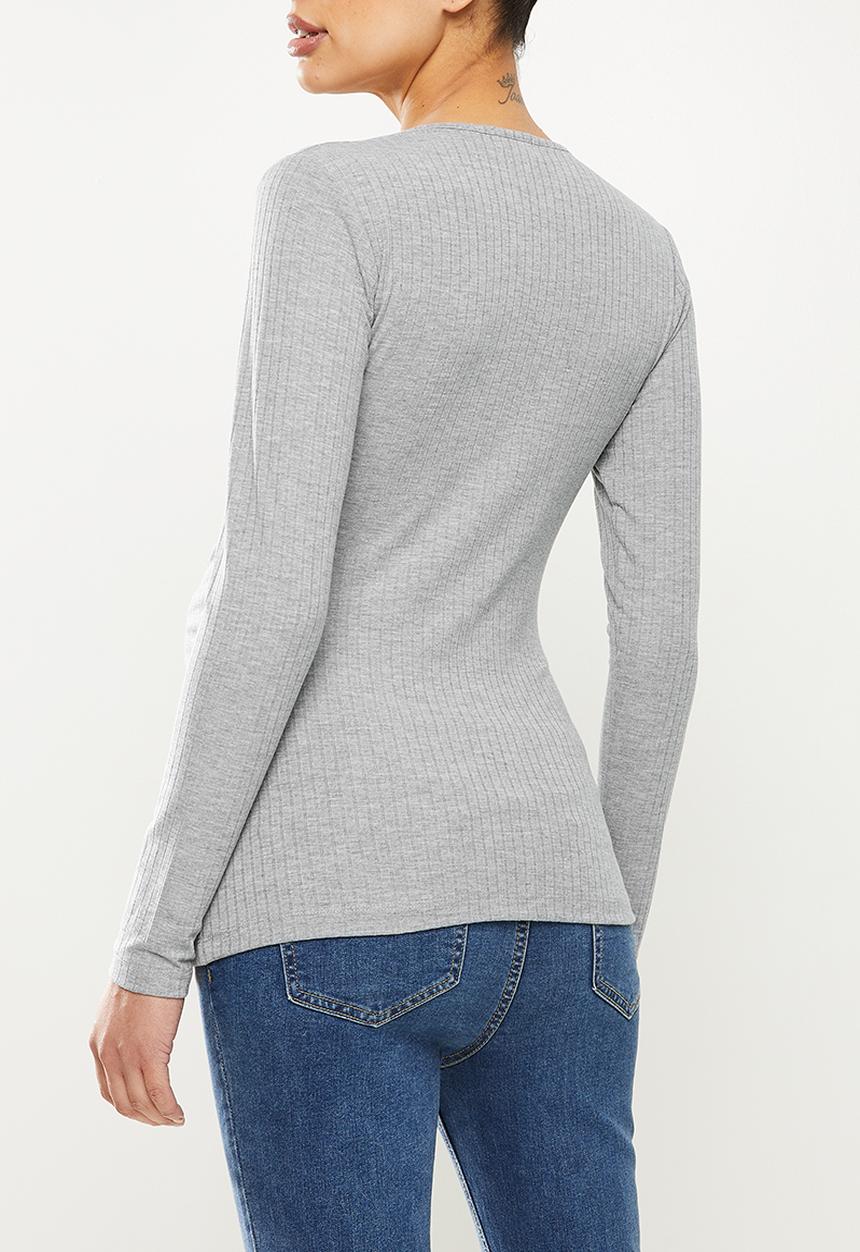edit Maternity - Long sleeve wrap nursing tee - grey