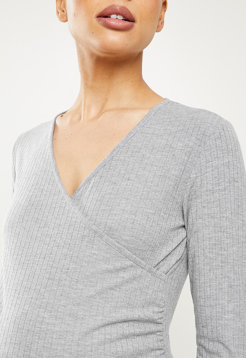 edit Maternity - Long sleeve wrap nursing tee - grey