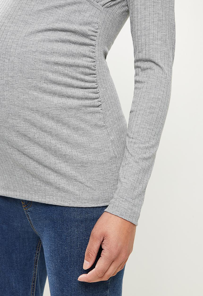 edit Maternity - Long sleeve wrap nursing tee - grey