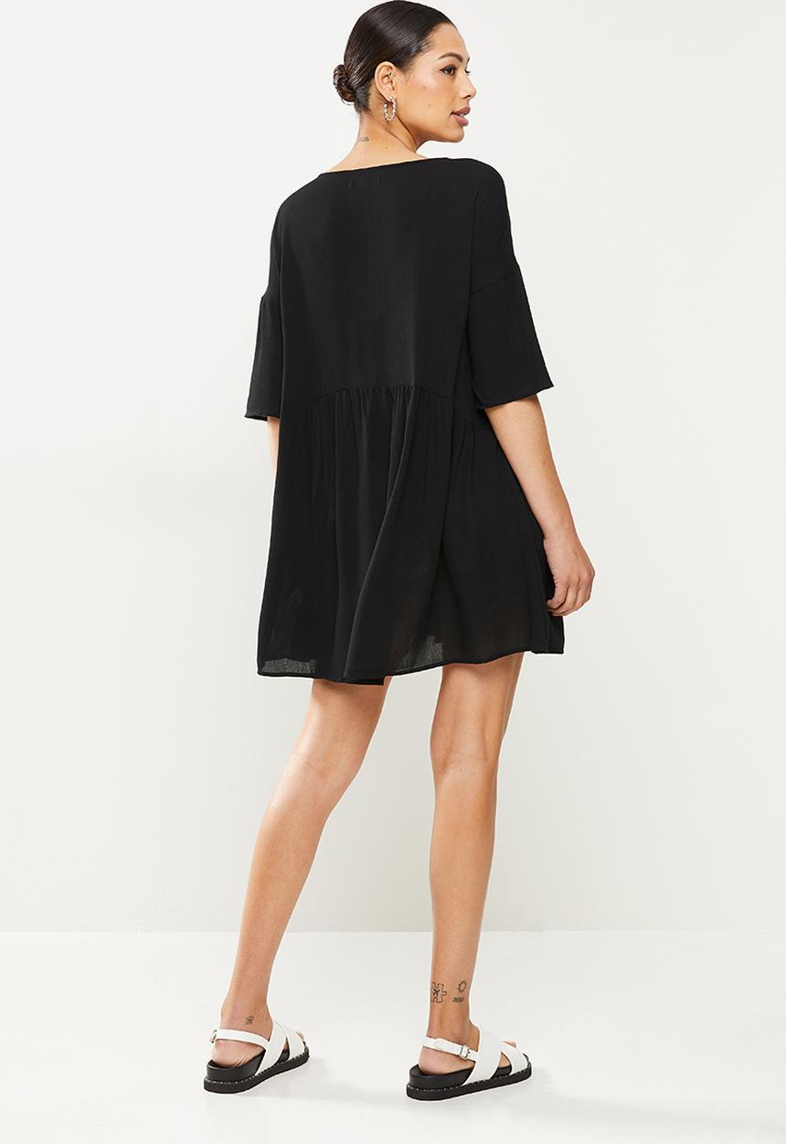 Missguided - Cheesecloth shift cover up dress - black