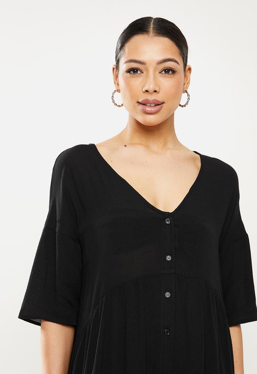 Missguided - Cheesecloth shift cover up dress - black