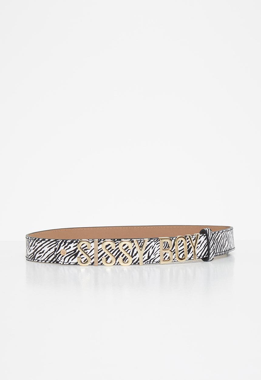 SISSY BOY - Mock croc jean belt - black & white 