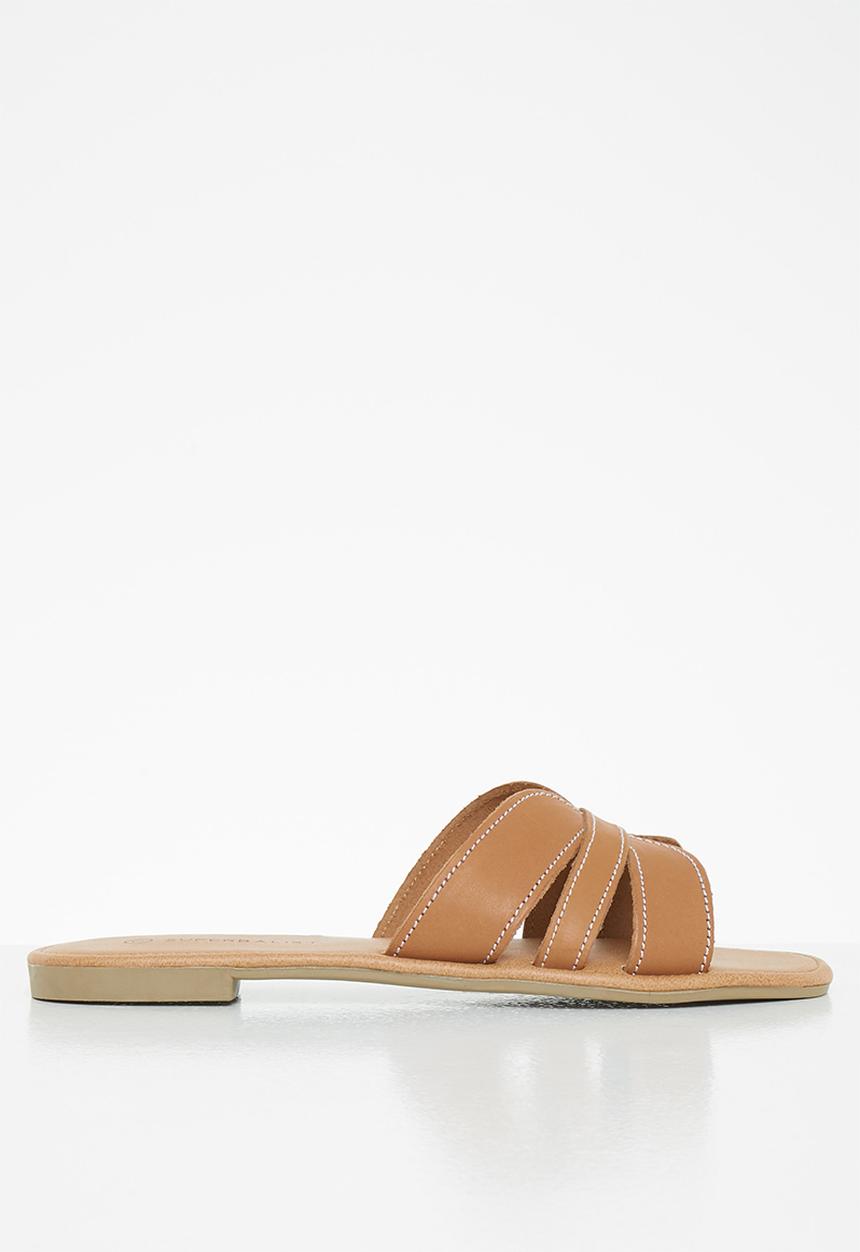 Superbalist - Ruhed leather slide - tan