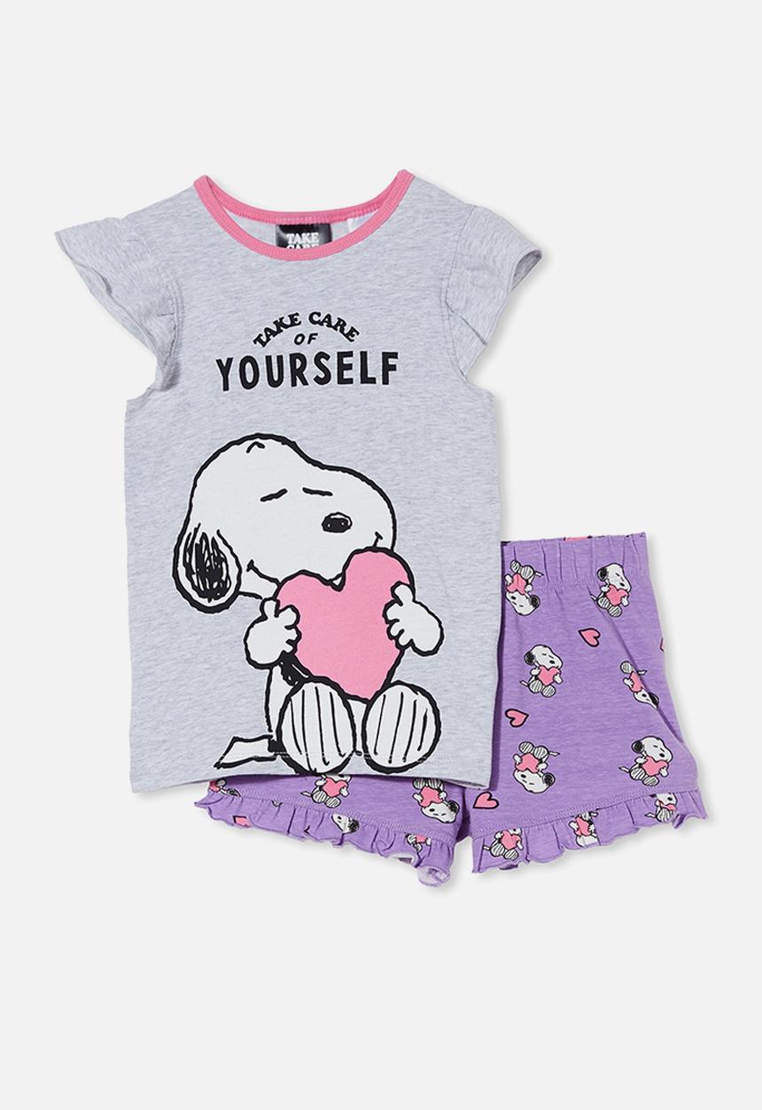 Cotton On - Stacey flutter short sleeve pyjama set licensed - grey