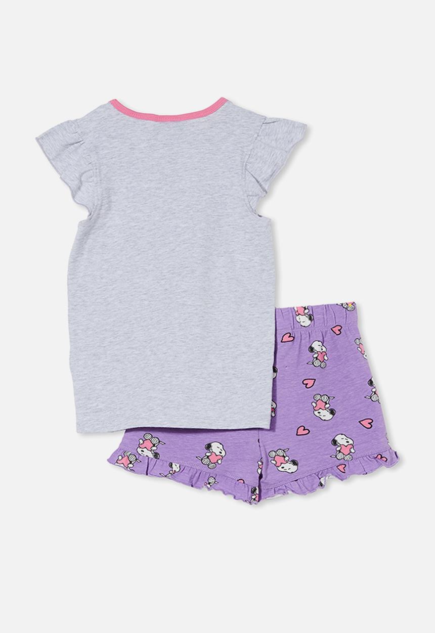 Cotton On - Stacey flutter short sleeve pyjama set licensed - grey