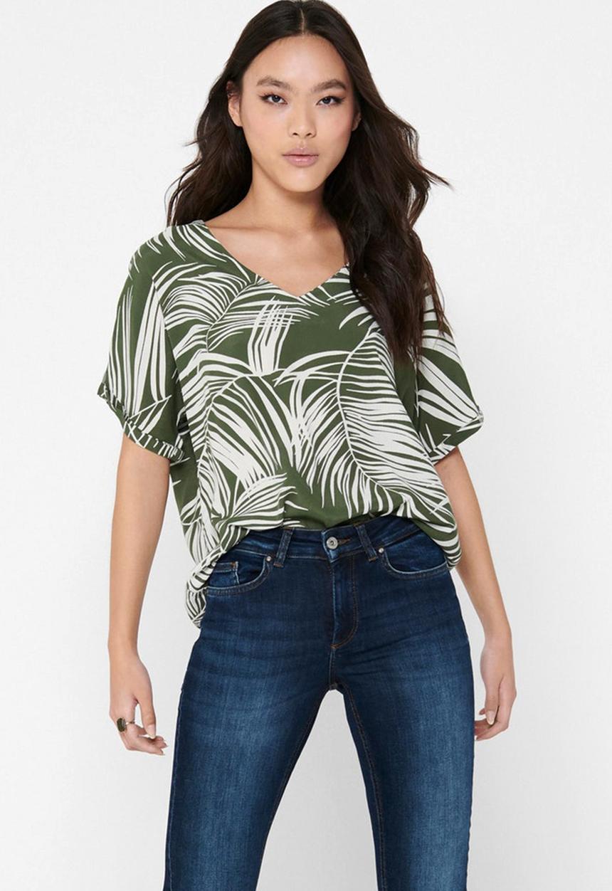 ONLY - Augustina short sleeve top - green