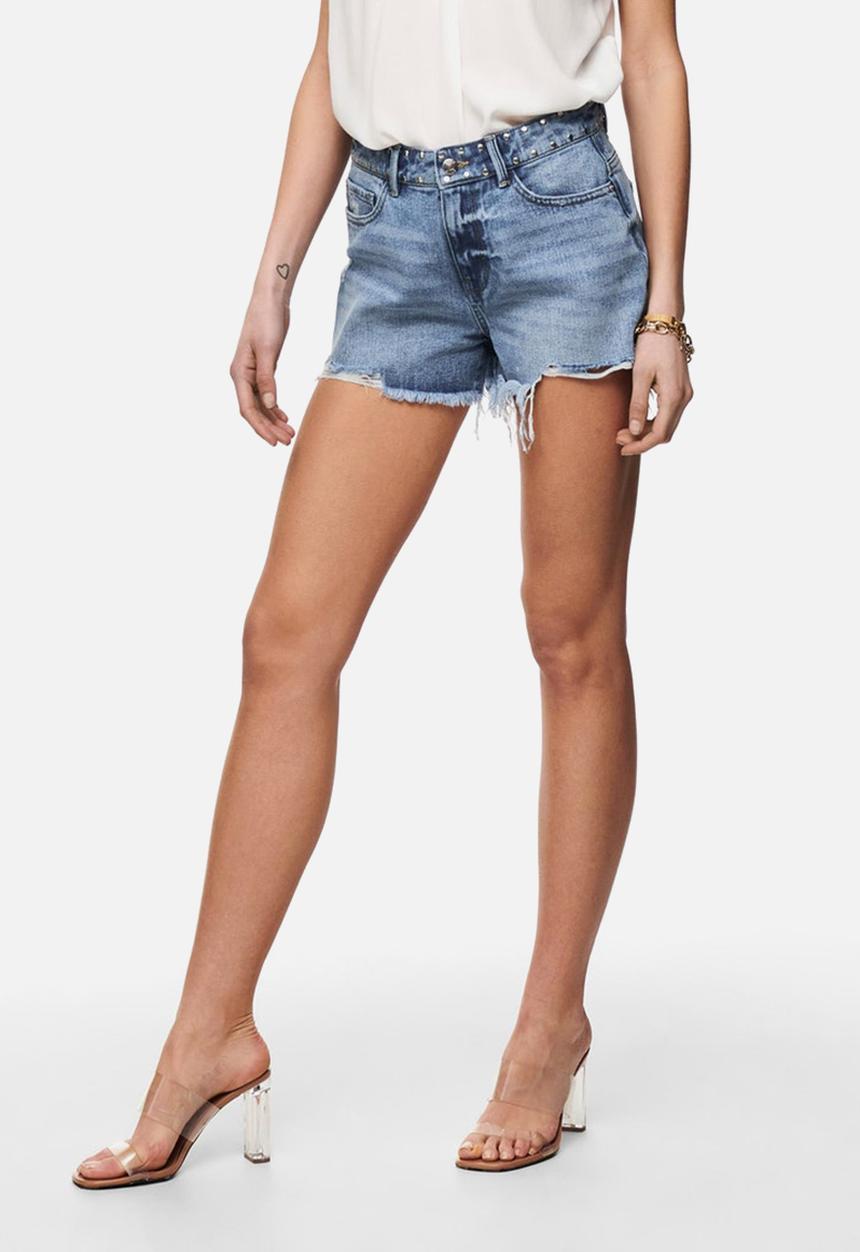 ONLY - Pacy highwaist studded denim shorts - blue