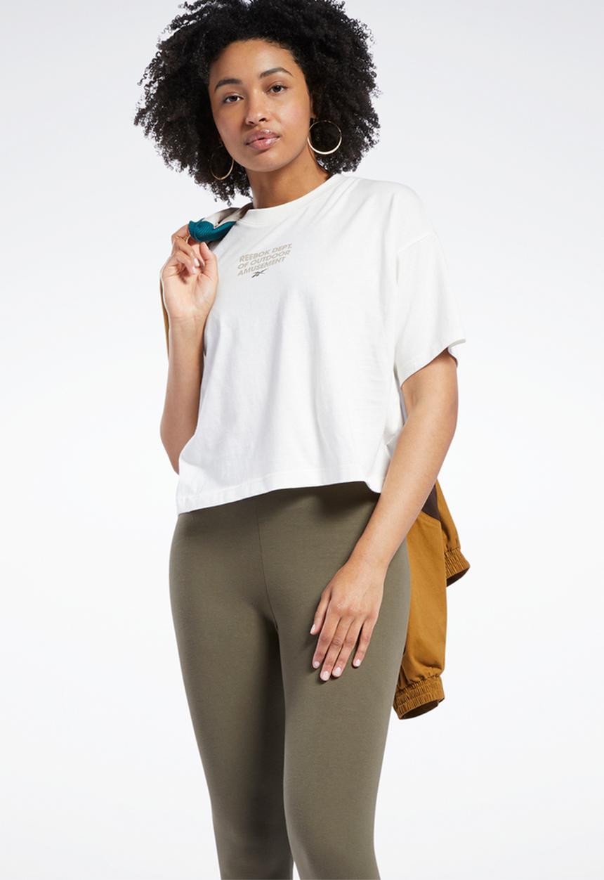 Reebok - Camping cropped short sleeve tee - white