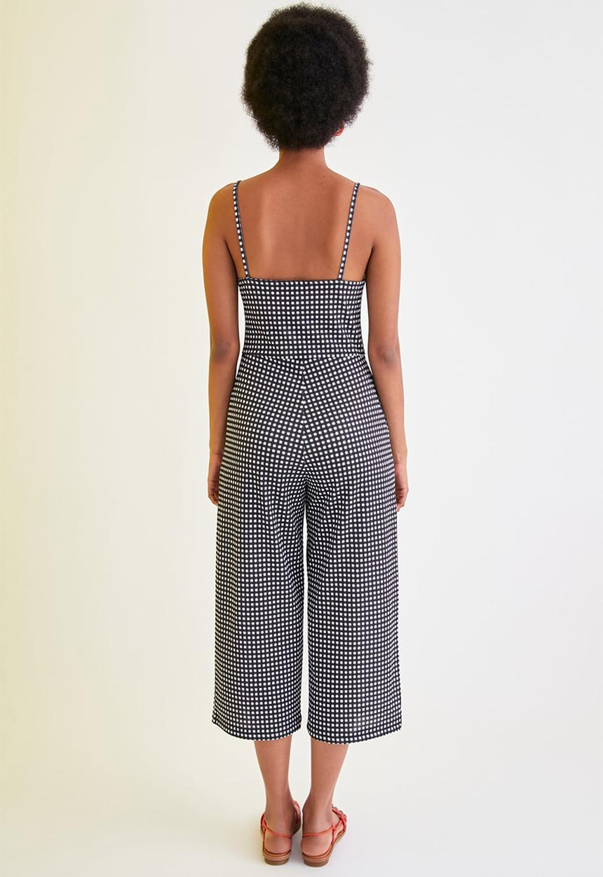 Trendyol - Gingham knitted jumpsuit - black