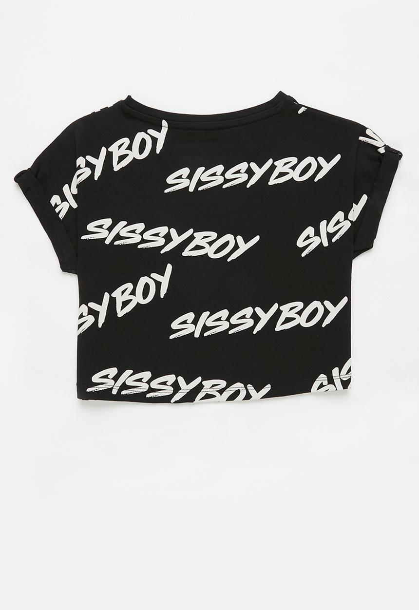 SISSY BOY - Sherbet stories boxy crop top - black