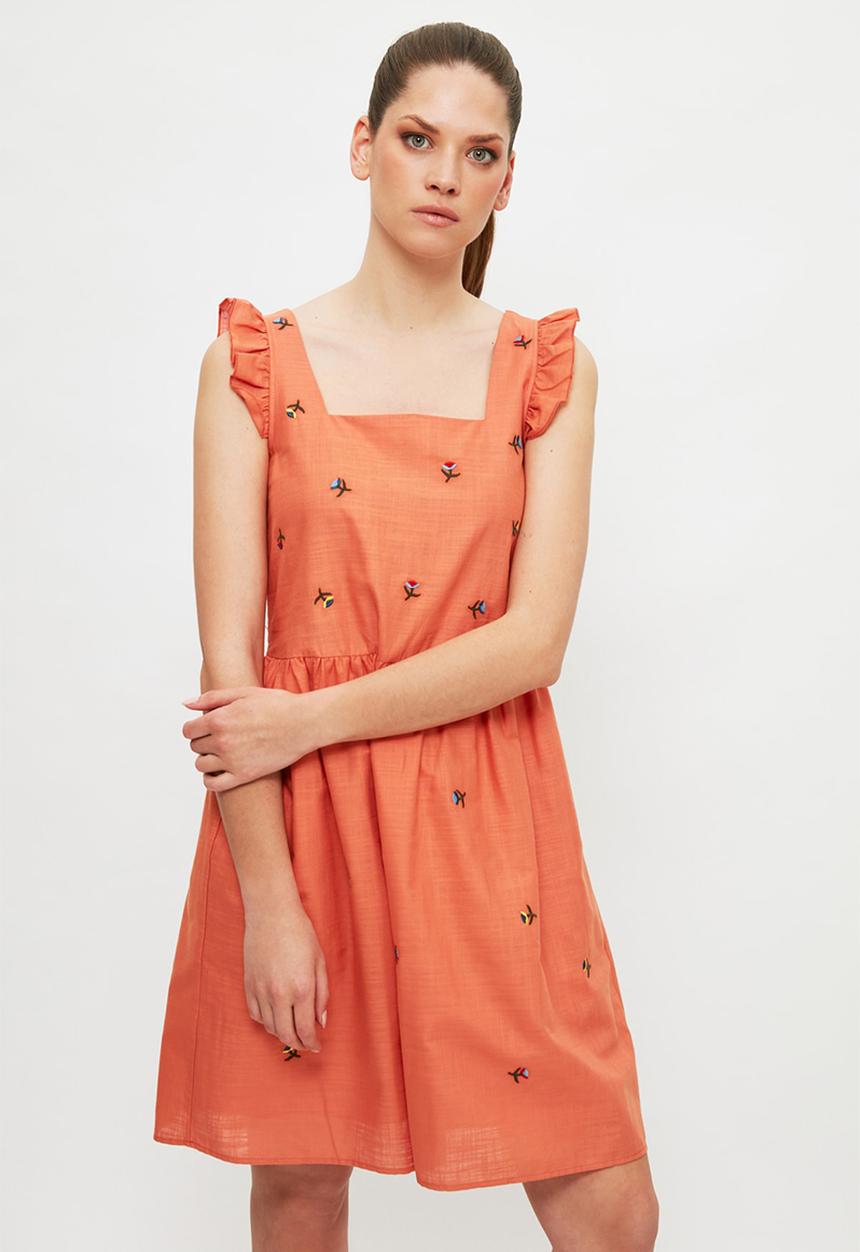 Trendyol - Embroidered dress - orange