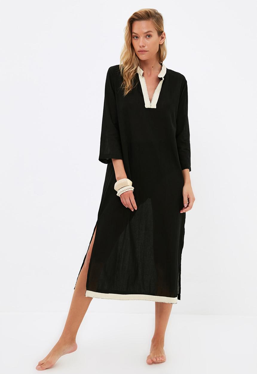 Trendyol - Stripe detailed beach dress - black
