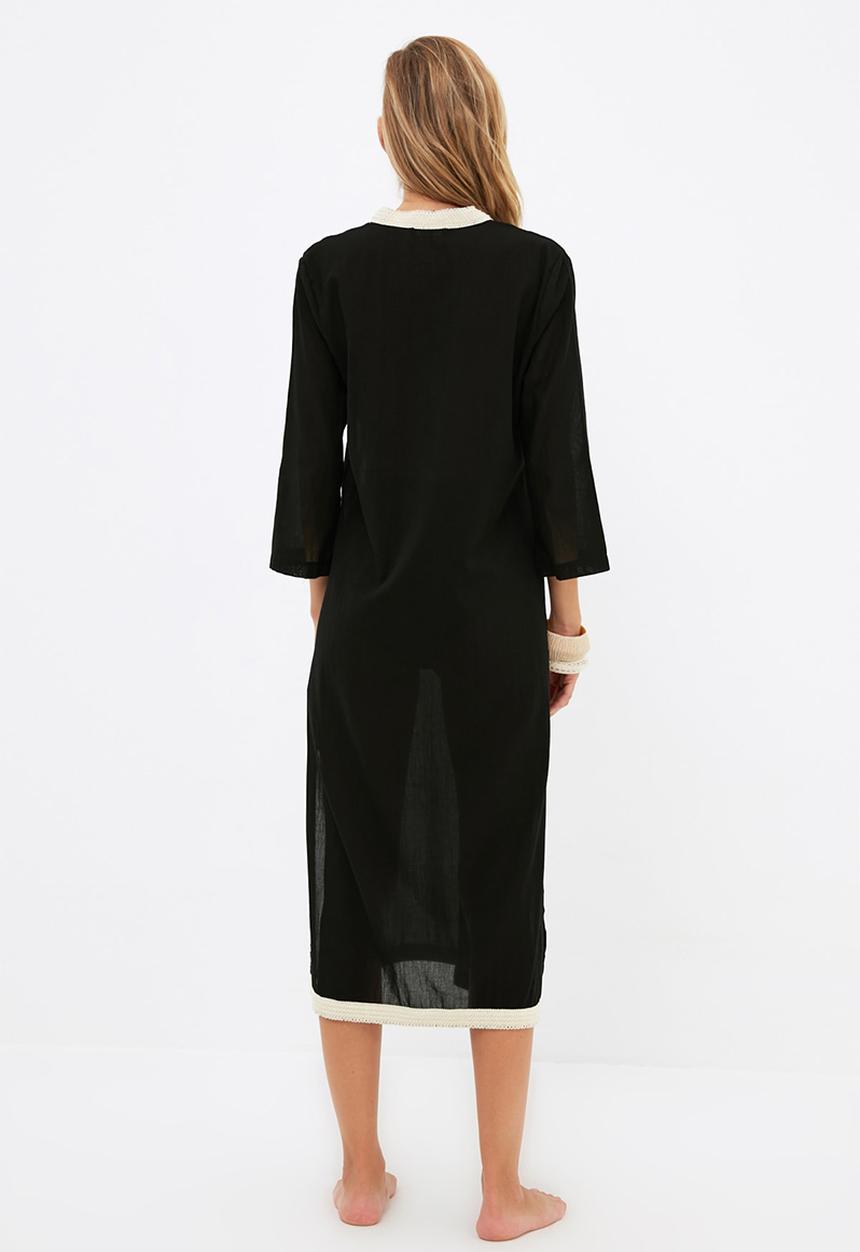 Trendyol - Stripe detailed beach dress - black
