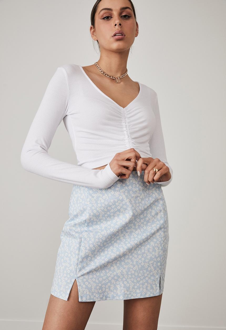 Factorie - Toggle front long sleeve top - white