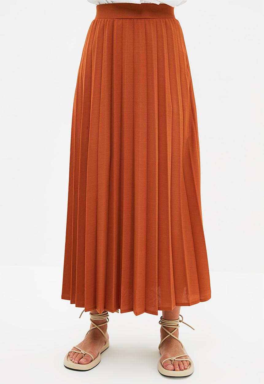Trendyol - Modest mint knitted skirt - brick