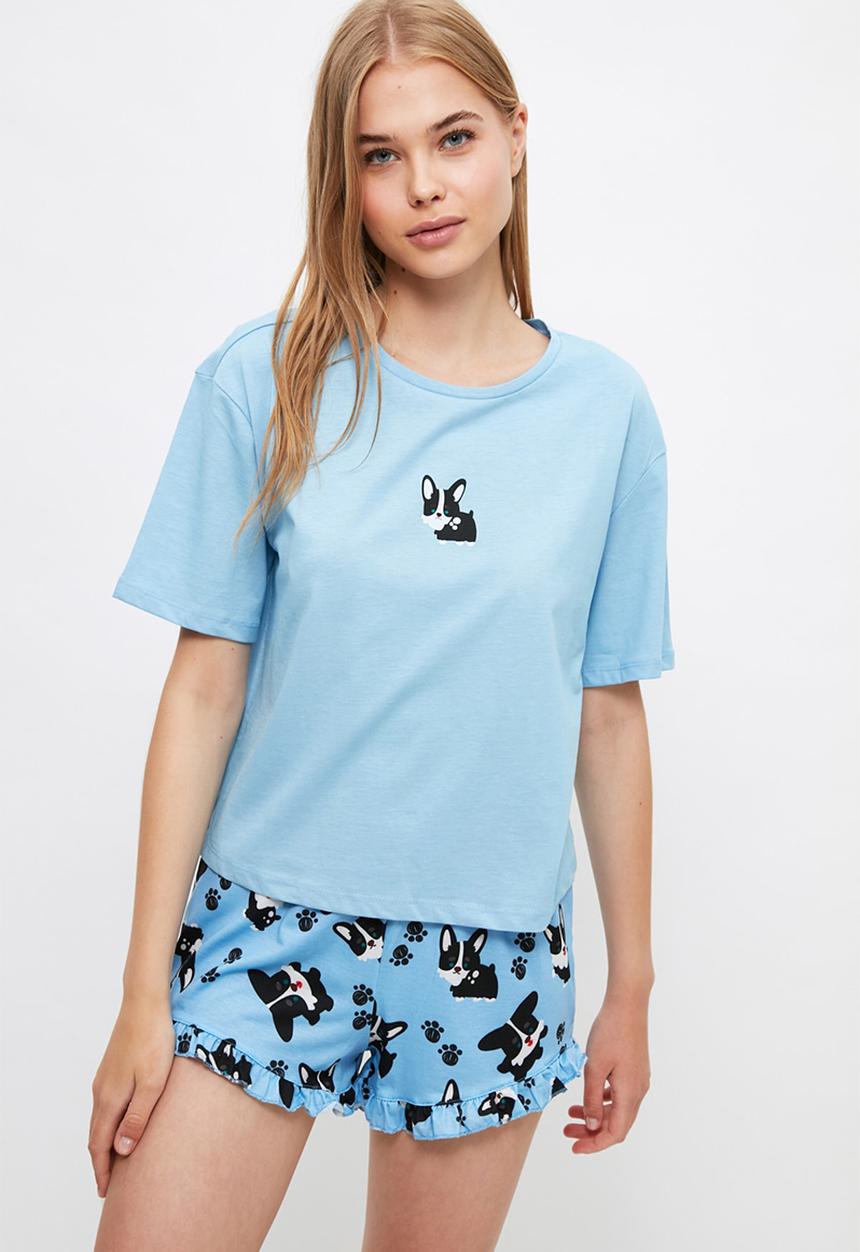 Trendyol - Pattern knitted pajamas set - blue