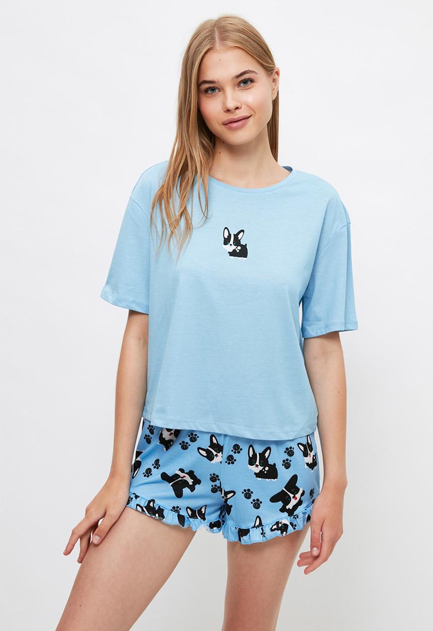 Trendyol - Pattern knitted pajamas set - blue