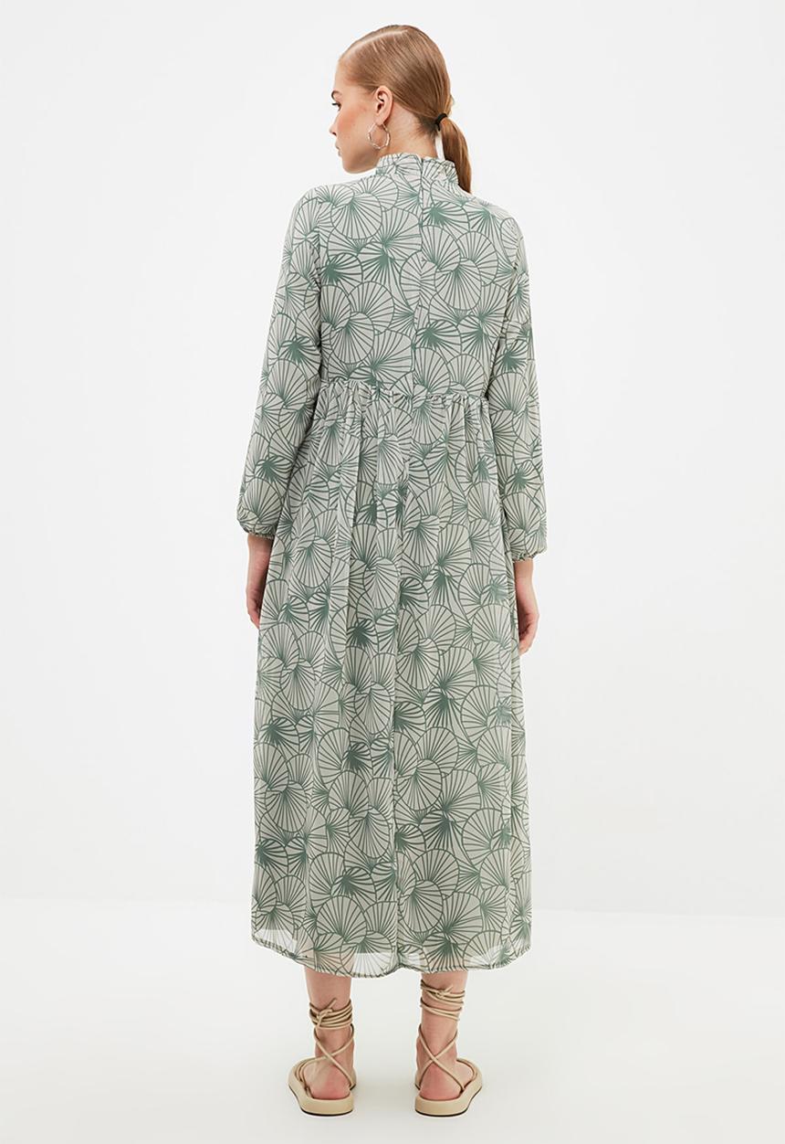 Trendyol - Judge collar dress - grey & green 