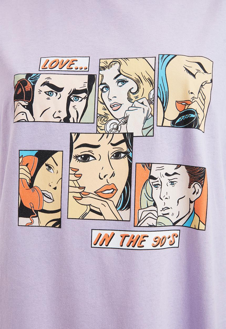 Trendyol - Printed knitted t-shirt dress - lilac