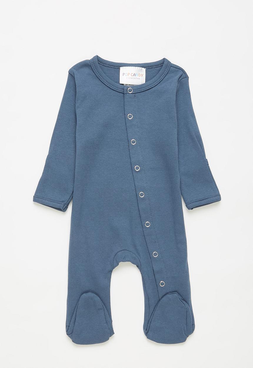Pop Candy - Button up babygrow - blue