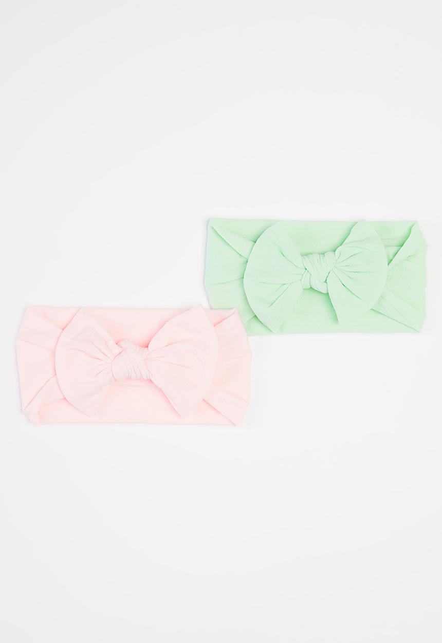 Pop Candy - Girls 2 pack bow headband - mint & pink