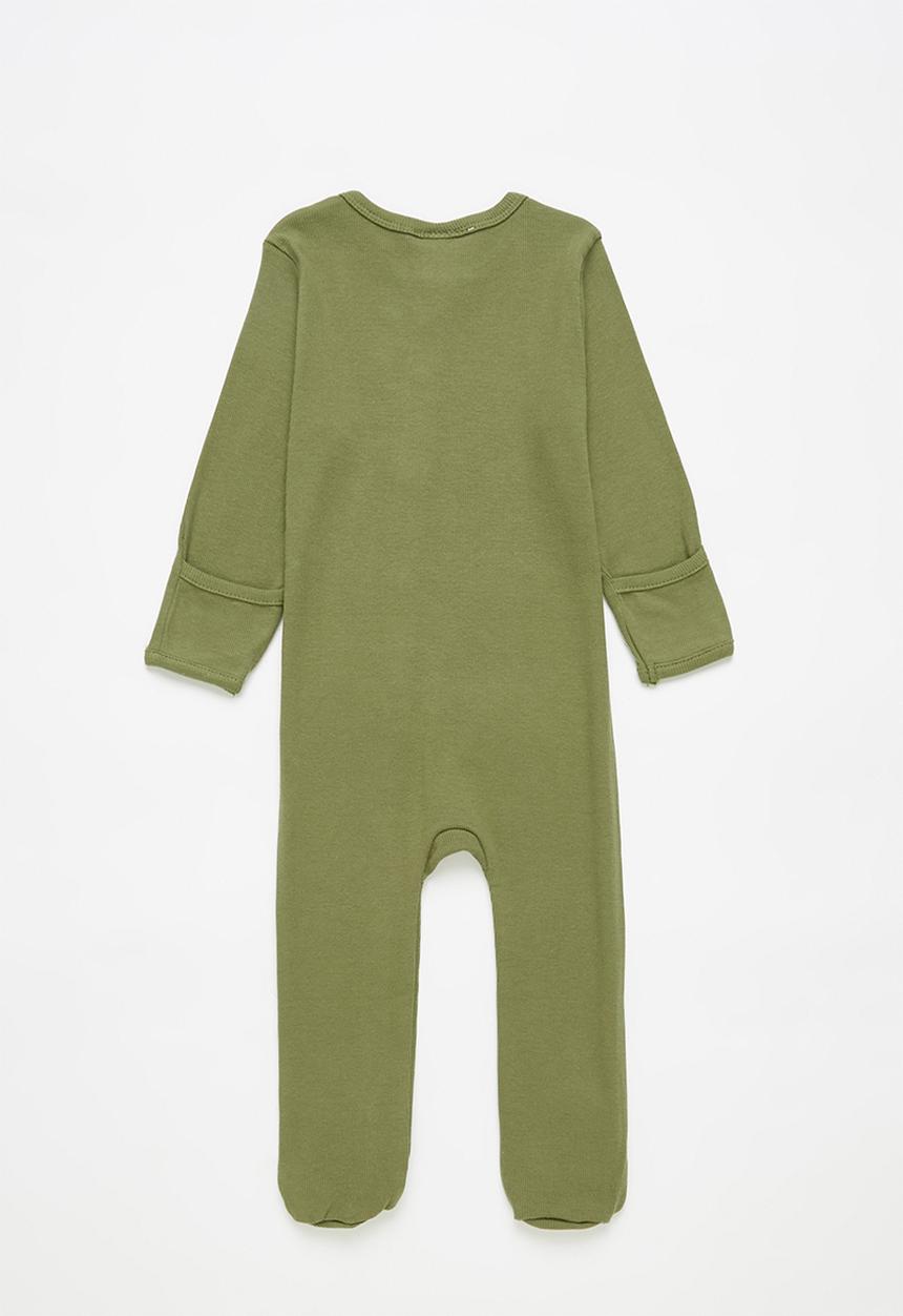 Pop Candy - Button up babygrow - olive