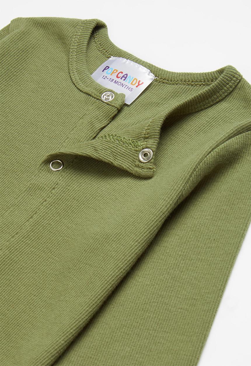 Pop Candy - Button up babygrow - olive